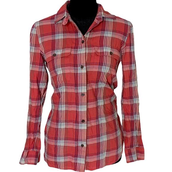 MADEWELL Red Plaid Cotton Button Down Shirt Top - Picture 2 of 8